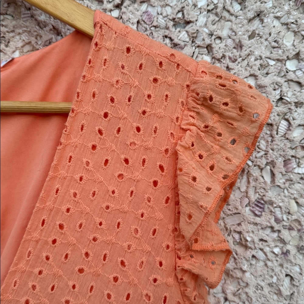 ❣️HOST PICK❣️Eyelet Mini Dress in Tangerine - Picture 5 of 9